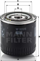 Mann-Filter W 920/6 - Oil Filter autospares.lv