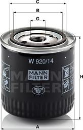 Mann-Filter W 920/14 - Oil Filter autospares.lv