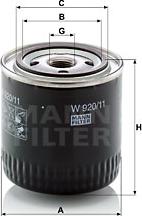 Mann-Filter W 920/11 - Oil Filter autospares.lv