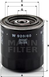 Mann-Filter W 920/80 - Oil Filter autospares.lv