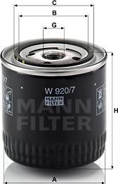 Mann-Filter W 920/7 y - Oil Filter autospares.lv