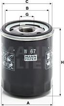 Mann-Filter W 67 - Oil Filter autospares.lv