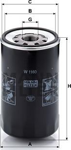 Mann-Filter W 1160 - Oil Filter autospares.lv