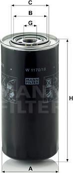Mann-Filter W 1170/16 - Oil Filter autospares.lv
