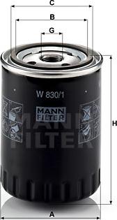 Mann-Filter W 830/1 - Oil Filter autospares.lv