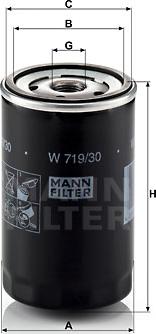 Mann-Filter W 719/30 - Oil Filter autospares.lv