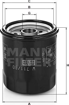 Mann-Filter W 711/80 - Oil Filter autospares.lv