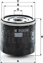 Mann-Filter W 713/36 - Oil Filter autospares.lv