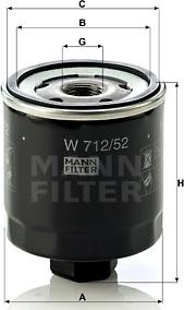 Mann-Filter W 712/52 - Oil Filter autospares.lv