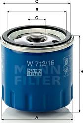 Mann-Filter W 712/16 - Oil Filter autospares.lv