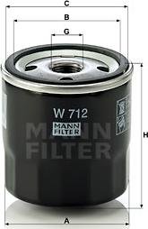 Mann-Filter W 712 - Oil Filter autospares.lv