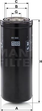 Mann-Filter WH 980 - Hydraulic Filter, automatic transmission autospares.lv