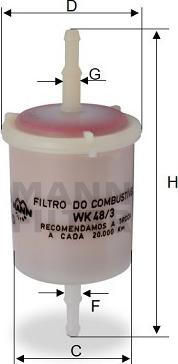 Mann-Filter WK 48/3 - Fuel filter autospares.lv