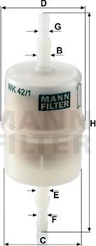 Mann-Filter WK 42/1 - Fuel filter autospares.lv