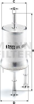 Mann-Filter WK 69/1 - Fuel filter autospares.lv