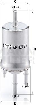 Mann-Filter WK 69/2 - Fuel filter autospares.lv