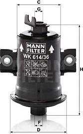 Mann-Filter WK 614/36 x - Fuel filter autospares.lv