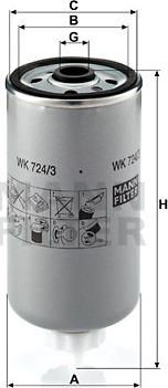 Mann-Filter WK 724/3 - Fuel filter autospares.lv