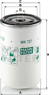 Mann-Filter WK 727 - Fuel filter autospares.lv