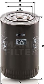 Mann-Filter WP 931 - Oil Filter autospares.lv