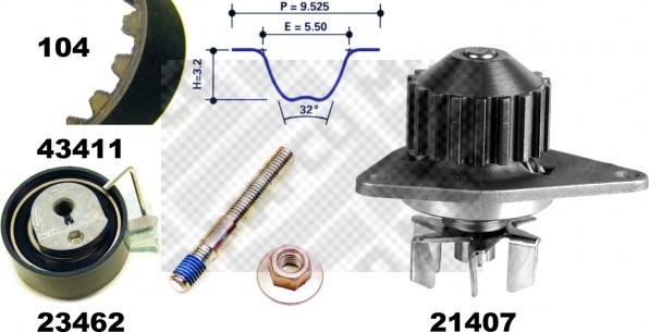 Mapco 41411 - Water Pump & Timing Belt Set autospares.lv