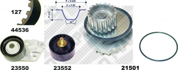 Mapco 41536 - Water Pump & Timing Belt Set autospares.lv