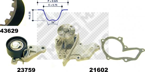 Mapco 41629 - Water Pump & Timing Belt Set autospares.lv