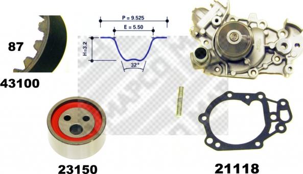 Mapco 41100 - Water Pump & Timing Belt Set autospares.lv