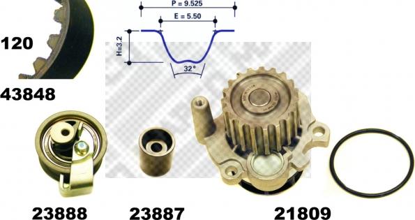 Mapco 41847 - Water Pump & Timing Belt Set autospares.lv