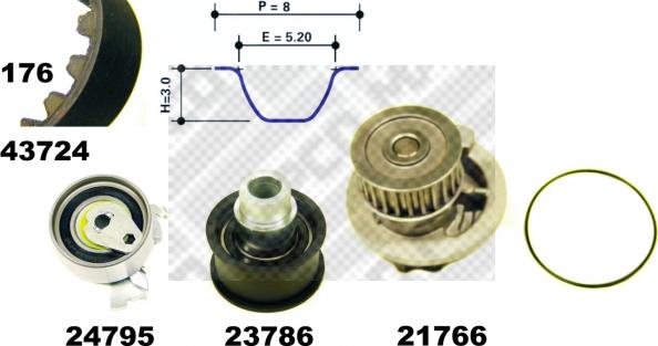 Mapco 41724 - Water Pump & Timing Belt Set autospares.lv