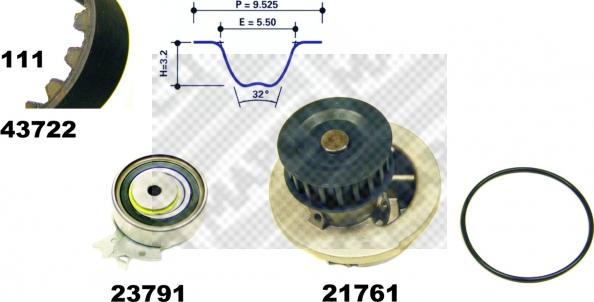 Mapco 41722 - Water Pump & Timing Belt Set autospares.lv