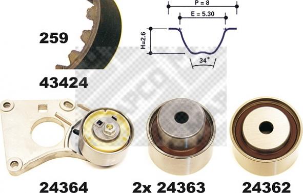 Mapco 23424 - Timing Belt Set autospares.lv