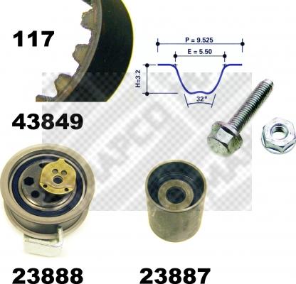 Mapco 23849 - Timing Belt Set autospares.lv