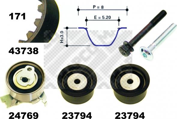 Mapco 23738 - Timing Belt Set autospares.lv