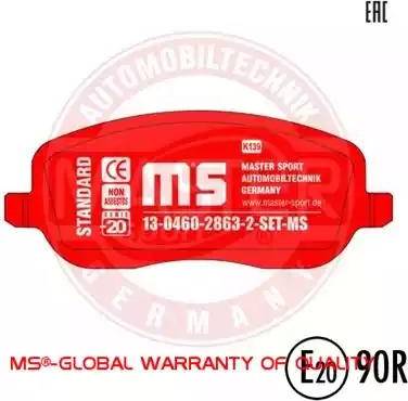 MASTER-SPORT GERMANY 13046028632-SET-MS - Brake Pad Set, disc brake autospares.lv