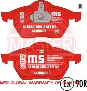 MASTER-SPORT GERMANY 13046070912-SET-MS - Brake Pad Set, disc brake autospares.lv