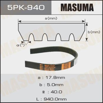 MASUMA 5PK-940 - V-Ribbed Belt autospares.lv