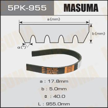 MASUMA 5PK955 - V-Ribbed Belt autospares.lv