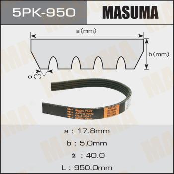 MASUMA 5PK950 - V-Ribbed Belt autospares.lv