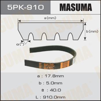 MASUMA 5PK910 - V-Ribbed Belt autospares.lv