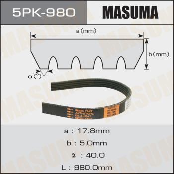 MASUMA 5PK980 - V-Ribbed Belt autospares.lv