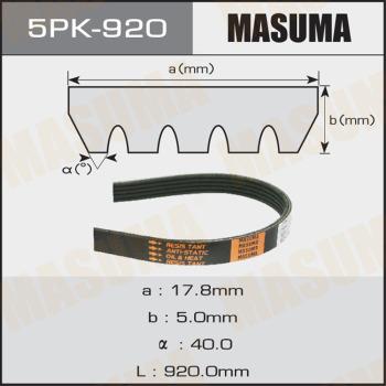 MASUMA 5PK920 - V-Ribbed Belt autospares.lv