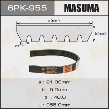 MASUMA 6PK955 - V-Ribbed Belt autospares.lv