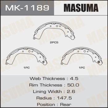 MASUMA MK-1189 - Brake Shoe Set autospares.lv