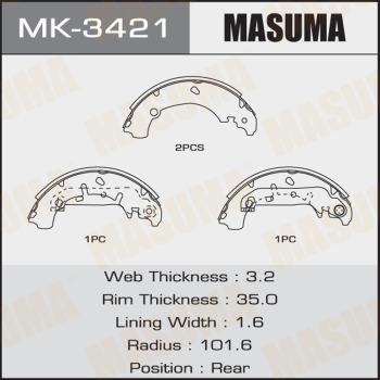 MASUMA MK-3421 - Brake Shoe Set autospares.lv