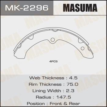 MASUMA MK-2296 - Brake Shoe Set autospares.lv
