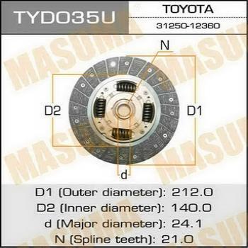 MASUMA TYD035 - Clutch Disc autospares.lv