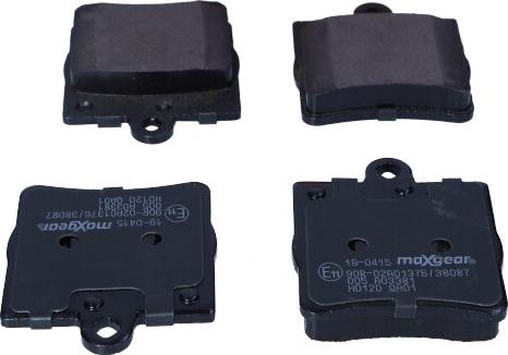 Maxgear 19-0415 - Brake Pad Set, disc brake autospares.lv