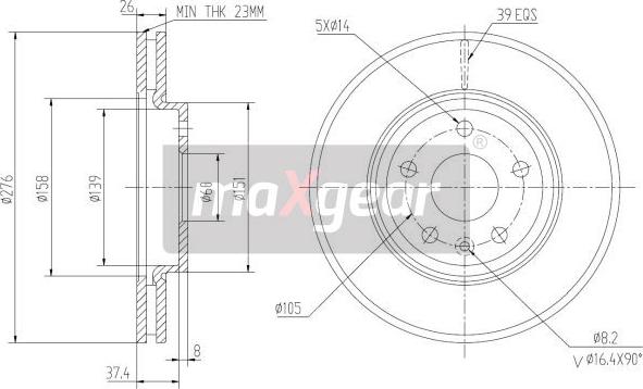 Maxgear 19-2334MAX - Brake Disc autospares.lv