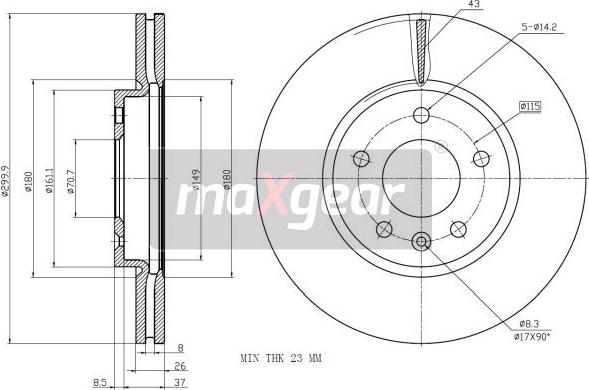 Maxgear 19-2332MAX - Brake Disc autospares.lv